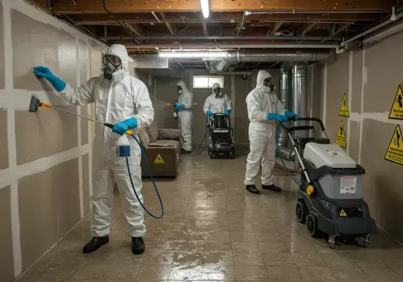 Basement Moisture Removal and Structural Drying process in New Columbia, PA